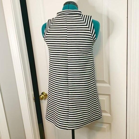 BDG Nautical Mod Stripe Sleeveless Mock Neck Trapeze Nautical Casual Dress - Picture 6 of 9